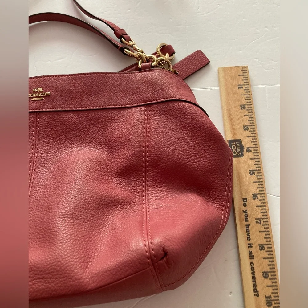 Coach Red Leather Shoulder/Crossbody Bag with Gold Accents magnetic snap closure